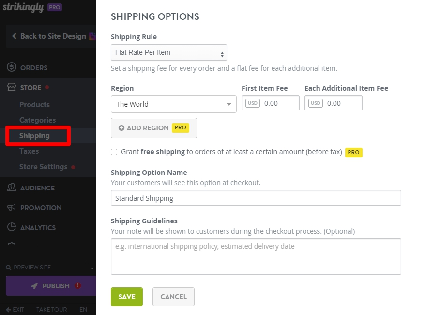 shipping options and FOB location shipping options and FOB location